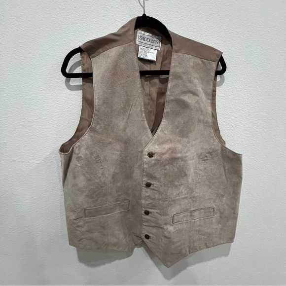 Vintage Men’s Vest Saddlery Pig Leather Shell Size XL Cowboy Elegant Country - Picture 1 of 7